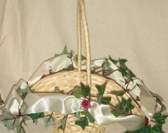 Scatter basket natural wedding flower children SK0022 ivy bordeaux