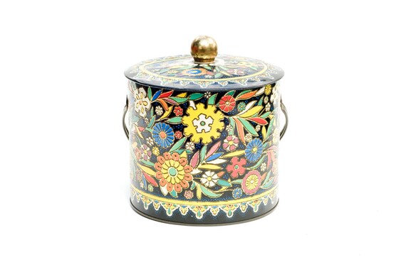 floral patterned tin vintage retro etsy