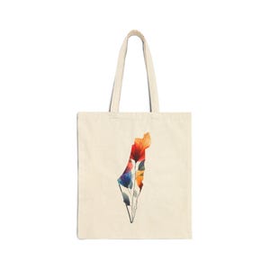 Bolsa de lona de algodón con diseño de Israel en flor: mapa de acuarela de Israel, bolsa de compras ecológica con motivos florales, bolso de hombro de viaje, regalo judaico