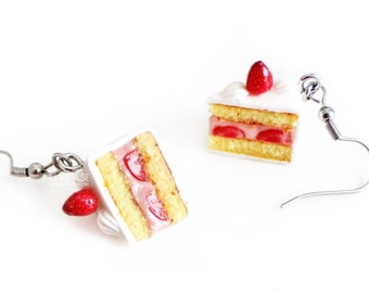 Schmuck Erdbeerkuchen,Ohrringe Kuchen,Kuchen Schmuck,Erdbeere Ohrring,kawaii,fimo Kuchen,Valentinsgruß,geschenke,Kuchencharme,hypoallergen