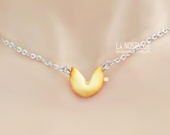 Fortune Cookie Good Luck Necklace Bar Heart Lucky Jewelry Gift For Her Mom