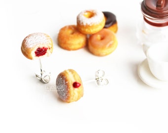 Jelly Doughnut Earring Christmas Studs Tiny Food Jewelry Gifts For Friend