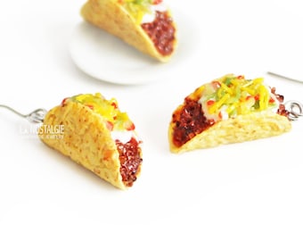 Taco Ohrringe Mexikanische Mini Essen Schmuck Unikat handgemacht Geschenke für Frauen