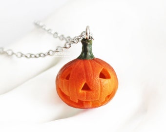 Collar con colgante de calabaza sonriente de otoño para Halloween, joyería con dije naranja, idea de regalo