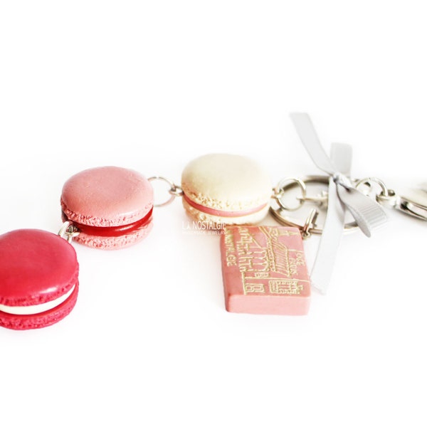 Porte-clés Macaron Rose Bijou de Sac Cadeau Valentin Original Accessoires Macarons Bijoux Gourmands Cadeau Maman Fille St Valentin