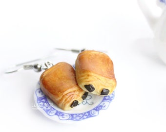 French Croissant Earrings Silver Paris Unique Jewelry Gifts For Women Chocolate Pain Au Chocolat