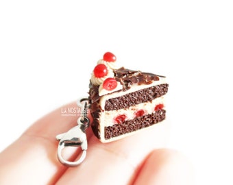 Cute Charms For Necklaces Chocolate Cake Black Forest Cherries Jewelry Gift