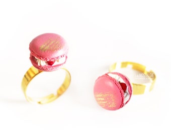 Dainty Peach Pink Gold Raspberry Macaron Rings Paris Gifts For Women Mother From Daughter