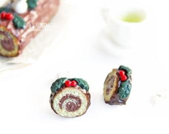 Christmas Mistletoe Girls Cake Stud Earrings Snowman Jewelry Handmade Gift