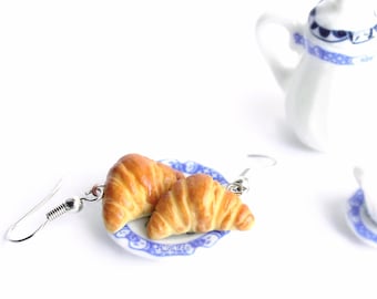 Croissant Gebäck baumeln Ohrringe Mond Halbmond Herz Schmuck Paris Französisch handgemachte Geschenke für Sie