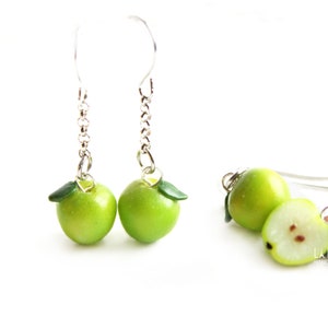 Apple Earrings Fruit Jewelry Green Drop Dangle Simple Everyday Handmade Earring Get Well Gifts For Teacher