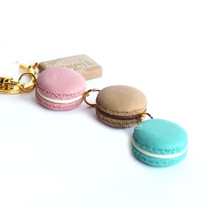 Gold Macaroons Keychain For Her Fobs Purse Bag Charm Cute French Gifts
