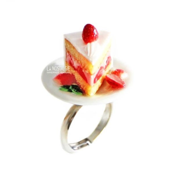 Bague Gâteau,Bijoux Fraisier Bagues,Valentin Bijoux,Valentin cadeau,Valentin Bague,Bijoux Gourmands,Cadeau Anniversaire,Saint Valentin