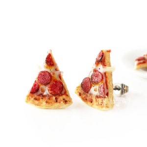 Pizza Slice Studs Retro Earrings Triangle Jewelry Handmade Miniature Food Jewellery Hipster Pizza Party Fun Birthday Gifts For Friend
