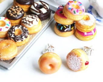 Brincos de donut fofos e divertidos, joias originais para meninas, presentes de aniversário.