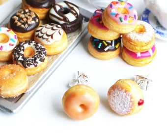 Cute Fun Donut Studs Earrings Girls Quirky Jewelry Birthday Gifts