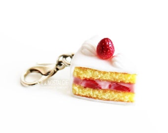 Cute Strawberry Shortcake Cake Slice Charms For Bracelet Mini Food Birthday Gifts Jewelry Planners