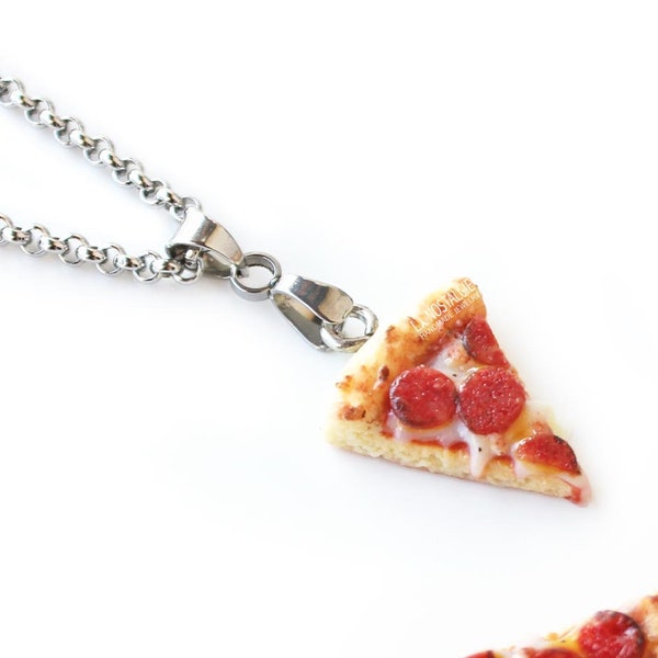 Collier Pizza Bijou Triangle Sautoir Adorable Unisexe Fimo Polymere Cadeau Original Anniversaire Amie