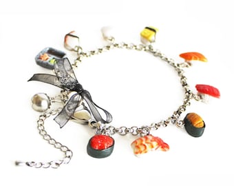 Bracelet Original Breloque Charms Sushi Bijou Japonais Kawaii Cadeau Anniversaire Amie