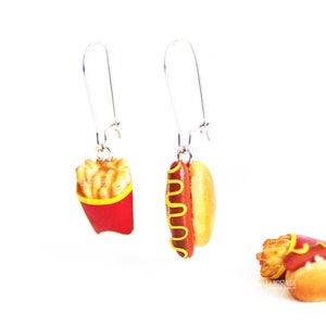 Collier Hot Dog,Bijoux Hotdog,Fimo Gourmande,Breloque Hotdog Américain Collier pendentif argent Bijou pâte polymère Junk Food Cadeau Unique image 7