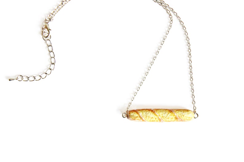 Food Necklace Bread Jewelry Silver Bar Necklace Layering Etsy