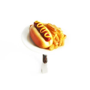 Collier Hot Dog,Bijoux Hotdog,Fimo Gourmande,Breloque Hotdog Américain Collier pendentif argent Bijou pâte polymère Junk Food Cadeau Unique image 8