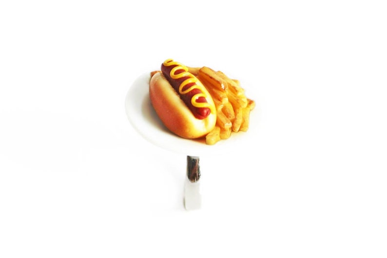 Collier Hot Dog,Bijoux Hotdog,Fimo Gourmande,Breloque Hotdog Américain Collier pendentif argent Bijou pâte polymère Junk Food Cadeau Unique image 8