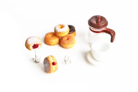 Jelly Doughnut Earring Christmas Studs Tiny Food Jewelry Gifts For Friend