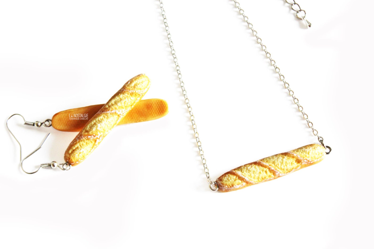 Food Necklace Bread Jewelry Silver Bar Necklace Layering Etsy