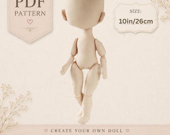 Cloth Doll Sewing Pattern PDF | 10" Textile Doll Tutorial | Instant Download