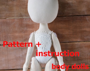 Cloth Doll Body Pattern, 13 inch Fabric Doll (PDF Tutorial)
