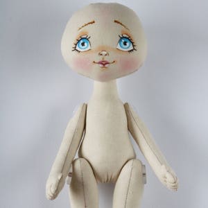 Textile doll blank with painted face This is a starter doll for your DIY fabric dolls