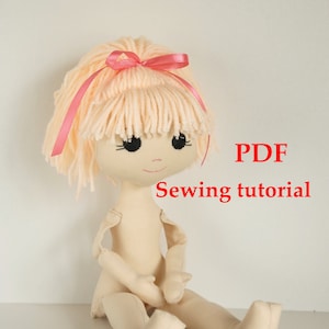 PDF Sewing tutorial soft doll Pattern doll is 35cm/13.7in Doll body Cloth Doll Pattern DIY toy