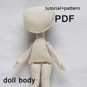 PDF tutorial+pattern Doll body 14cm/5.5&quot; Doll patterns PDF Sewing Tutorial Soft Doll Pattern doll body