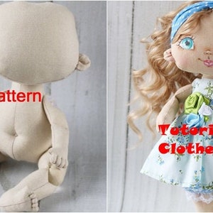 Cloth doll pattern PDF. Tutorial and pattern doll. Pattern for making doll from cloth. Make the doll of cloth