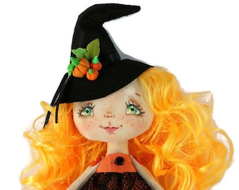 Little witch kitchen doll, Halloween decor, Halloween witch doll ooak