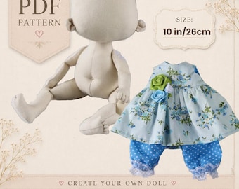 Tutorial (PDF) Cloth Doll Sewing Pattern with Clothes