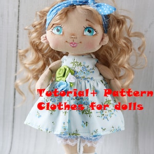 PDF dress for doll Pattern and sewing tutorial clothes for dolls Dress for a doll