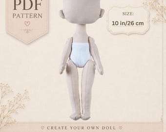 10"Cloth Doll Sewing Pattern PDF