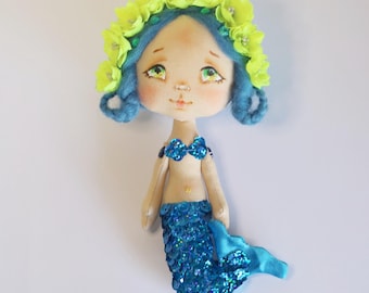 little Mermaid textile doll handmade