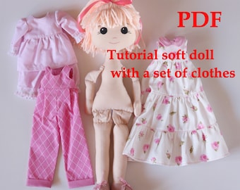 Cloth Doll Sewing Tutorial: 13.7" Ragdoll Pattern & Clothes (PDF)