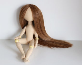 Blank rag doll 13"with hair Body of the doll made of cloth