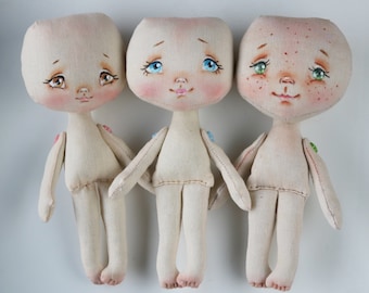 Handmade Ragdoll Body Blank: Customizable Face, 5.2 inch