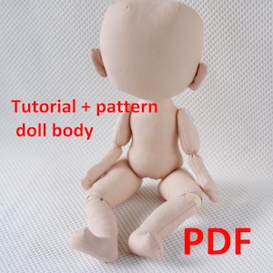 Cloth doll patterns PDF Tutorial and pattern doll body Pattern for making body doll from cloth Make the doll body of cloth