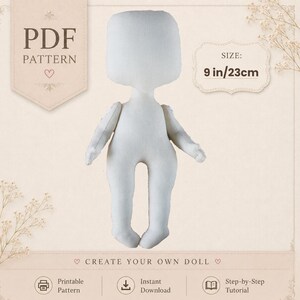 Cloth Doll simple pattern, 23cm/9" Ragdoll (PDF Pattern)