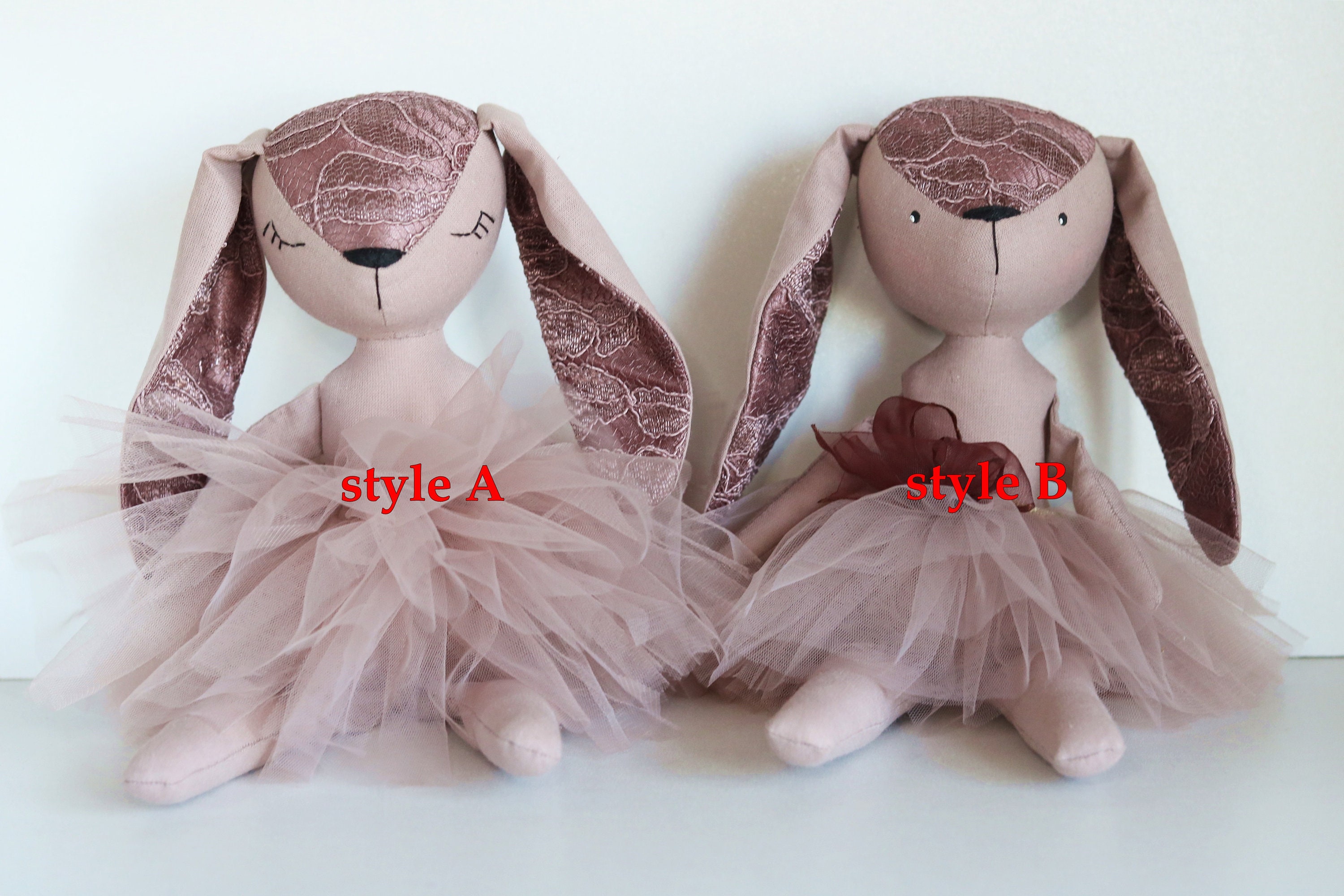 コットンバニードール：手作りのヴィンテージ風布製ウサギ、取り外し