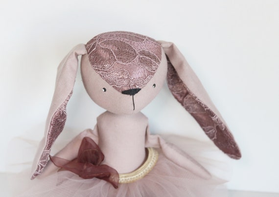 Cotton Bunny Doll: Handmade Vintage-style Cloth Hare, Removable