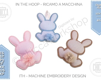 ITH Bunny - Keychain/Tag/Favor - Machine embroidery with tutorial