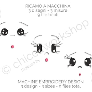 Doll Faces / Machine Embroidery / 3 Designs - 3 Sizes - 9 Files Total Digital Download