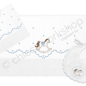 Baby Set - Schaukelpferd - 4 Dateien - Maschinenstickerei